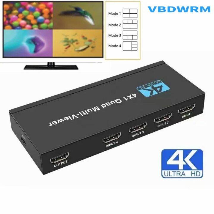 4x1-hdmi-แบบ-multi-viewer-switcher-4k-จอสี่ช่องไร้รอยต่อเครื่องดูหลายมุมมองแบบเรียลไทม์อะแดปเตอร์สวิตช์-hdmi-ออก4-in-1พร้อม-ir