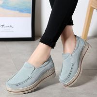 COD DSFEDTGETEER [Ready Stock][5 Color]Womens Casual Fashion Loafers Genuine Cow Leather Flat Sole Easy For Work Moccasin Shoes