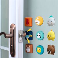 【LZ】 2PCS Wall Protector Door Handle Bumper Guard Stopper Anti-slip Sticker Self Adhesive Rubber Cute Animal Door Crash Pad Stops