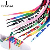 2023 Fashion Printed shoelace decoration Pattern Colored Gradient Shoe Laces Outdoor Sports Flat Shoelace Shoe Lace strings