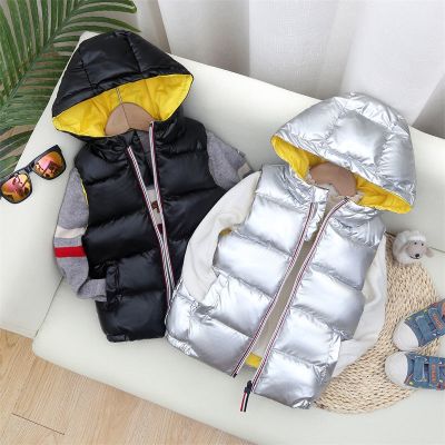 （Good baby store） Autumn Winter 2 8Years Kids Clothes Anti fouling and Waterproof Warm Hooded Cotton Baby Boys Girls Vest For Children Waistcoat