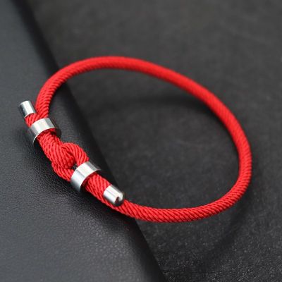 Noter Lucky Red Thread Bracelet For Men Unfading Stainless Steel Adjustable Cord Chain Braslet Pulsera Roja De Proteccion Joias