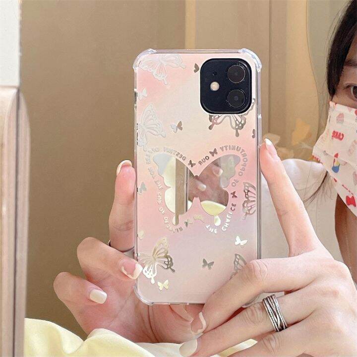 cod-ins-style-pink-butterfly-14pro-13promax-mobile-phone-case-is-suitable-for-11-12pro-xr-mirror