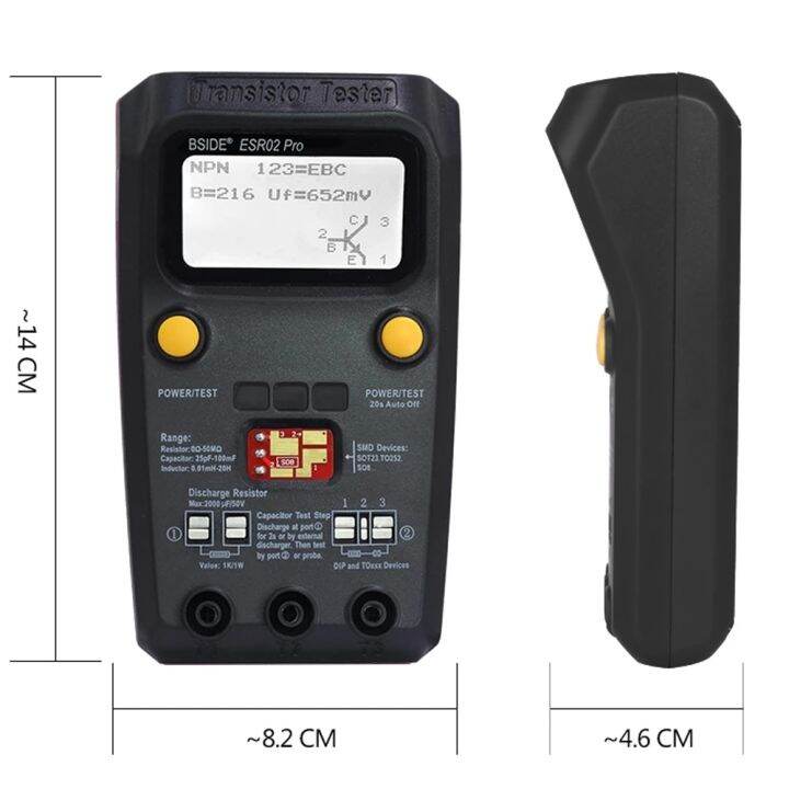 ทรานซิสเตอร์อเนกประสงค์ตัวทดสอบ-smd-esr02pro-bside-ตัวต้านทานความจุไดโอดไตรโอดอัจฉริยะตัวต้านทานมิเตอร์แอลซีดีมิเตอร์-mos-pnppn-ทดสอบ