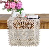 LongShow Luxury Pure Chemical Embroidered Lace Banquet Dining Decoration Hollow-Out Design Table Runner TV Stand Cabinet Cover