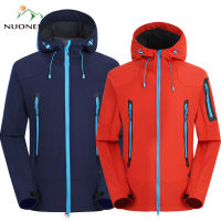 NUONEKO Men Women Winter Fleece Jacket Outdoor Hiking Trekking Tourism Camping Breathable Waterproof Softshell Outerwear JK08