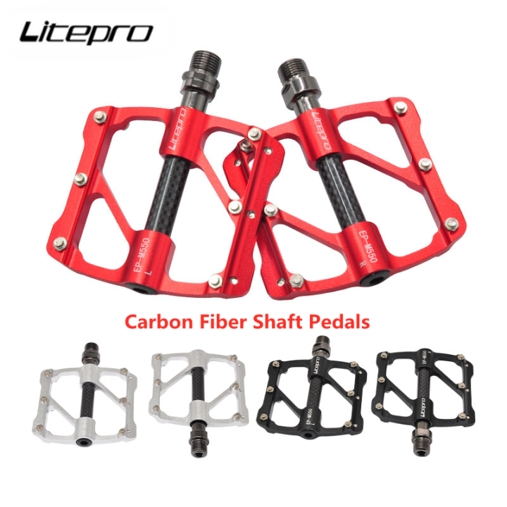 Litepro Carbon Fiber Bicycle Pedals Carbon Fiber Tube Steel Shaft 3 Bearing CNC Aluminum Alloy
