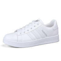 Mens Casual Lace Up White Shoes Low-Top British PU Sneakers