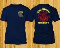 ฤดูร้อนแฟชั่น Cal ผู้ชายผ้าฝ้าย O-Neck เสื้อ T Cincinnati Fire ดับเพลิง Navy ออกแบบเสื้อ T Hip Hop Tees TopsS-5XL