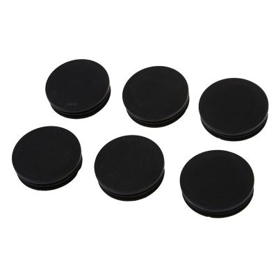 6 x Black Plastic 50mm Dia Round Tubing Tube Insert Caps Covers