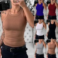 2022 summer European and American womens new summer solid color sleeveless slim top sexy vest ❤