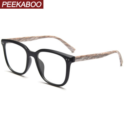 Peekaboo wood grain TR90 optical glasses frame for men clear lens male big square glasses for women transparent uni