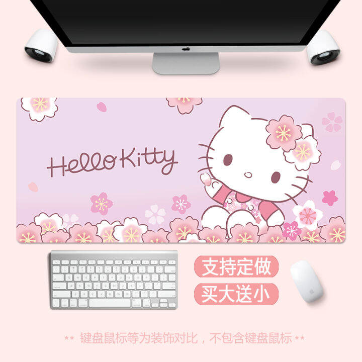 hello-kitty-mouse-pad-แผ่นรองเมาส์สีชมพูน่ารักขนาดใหญ่-แผ่นรองเมาส์การ์ตูนเกม-90x40-80x30-แป้นพิมพ์แล็ปท็อปแผ่นรองโต๊ะกันลื่น