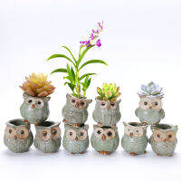 5Pcs กระถางดอกไม้เซรามิคทรงนกฮูก Succulent ภาชนะใส่ต้นไม้สำหรับ Garden Home