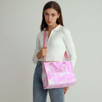 Designer Pink Canvas Totes Bag Women Large Capacity Handbags Female Tie Dye Rainbow Shoulder Bags Summer Colorful Candy 2021