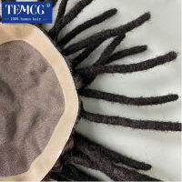 Dreadlock ชายผมเทียม Toupee สำหรับผู้ชายโมโนแอฟริกาผมหยิกระบบหน่วยสำหรับสีดำผู้ชาย100 อินเดียมนุษย์ผมผู้ชาย Wighot