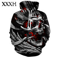 XXXH Autumn Winter 3D Skull Printed Mens Hooded Sweater Set Men Sportswear Tracksuit Long Sleeve Pullover Jacket Clothing Suit