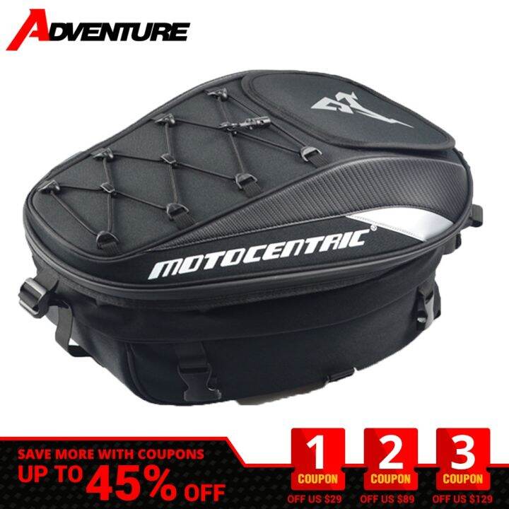 MOTOCENTRIC Motorcycle Bag Carbon Fiber Waterproof Reflective Rear Seat ...