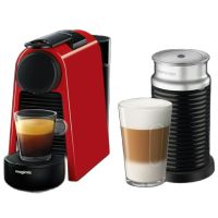 Nespresso เครื่องชงกาแฟ Essenza Mini D Model Red สีแดง + เครื่องทำฟองนม Aeroccino (Free 14 Coffee Capsules)