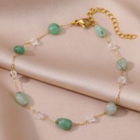 Green Natural Stone Anklets for Women Stainless Steel Leg Chain Ankle Bracelet female Summer Beach Accessories Jewelry tobillera