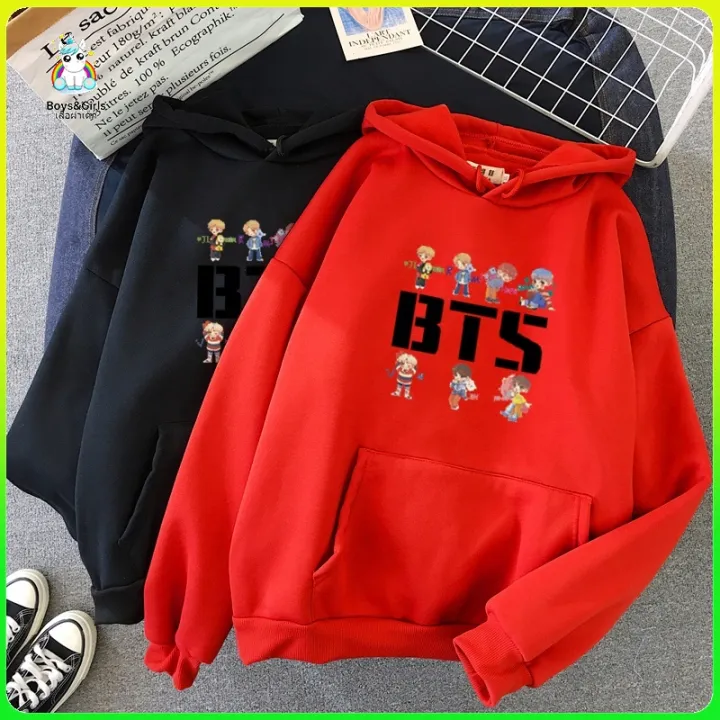 【COD】 BTS KPOP สไตล์ เสื้อมีฮู้ดผู้หญิง เสื้อกันหนาวมีฮู้ด BTS แจ็คเก็ต