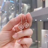 Swarovski Outlet Discount Rose Gold Beating Heart Clover Earrings Womens Elements Crystal Earrings 【SSY】