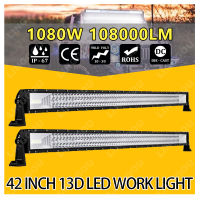 【42 Inch】(Universal-straight)7D 198led 1080W Adjustable Car LED Work Light Bar Driving Lamp For ATV Truck Offroad DC10-30V 108000LM 6000K Spot Flood Combo Beam-WHITE