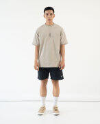 Áo thun nam Cocozzi perspective màu xám ấm oversize tay ngắn 100% Cotton