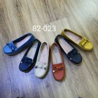 LK82-023รองเท้าหนังแท้พิ้นยางส้นเตี้ย หน้าโบ มีหลายสีสวยไซส์36-41ไซส์ปกติ