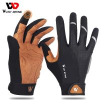 WEST BIKING Summer Cycling Gloves For Men Shockproof Bike Gloves Outdoor Sports Hiking Touchscreen Full Finger Bicycle Gloves