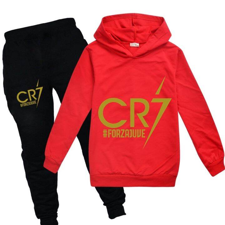 เสื้อผ้า-cr7มีฮู้ดกางเกงเหมาะสำหรับกีฬาและพักผ่อนของขวัญวันเกิดคริสต์มาสเด็กสำหรับฤดูใบไม้ผลิและฤดูใบไม้ร่วง