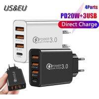 3USB + PD Type-C เครื่องชาร์จโทรศัพท์มือถืออเนกประสงค์แบบพกพา,ที่ชาร์จมือถืออเนกประสงค์สำหรับสามารถใส่ได้กับ Iphone Xiaomi Huawei 100-240V