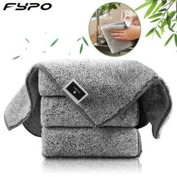 Cheap 1/3Pcs Bamboo Charcoal Towel Kitchen Soft Fluff Rags Non