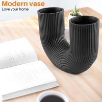 U Shape Vase Aesthetic Flower Vase Modern Dried Flowers Resin Flowerpot Cachepot for Flowers Office Home Decoration