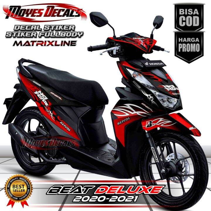 Stiker Decal Beat Deluxe 2020 // Decal New Beat Deluxe 2021 Warna Merah ...