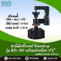 มินิสปริงเกอร์ รุ่น BIG พร้อมฝาครอบเกลียวใน ขนาด 1/2"  ปริมาณน้ำ 150 ลิตร/ชั่วโมง รัศมีการกระจายน้ำ 3-4.5 เมตร รหัสสินค้า BIG-150-RDPG12