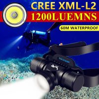 【lz】⊙  Cree XML-L2 mergulho farol subaquático 60m led cabeça de mergulho lanterna tocha ipx8 à prova dwaterproof água 21700 ternos lâmpada luz