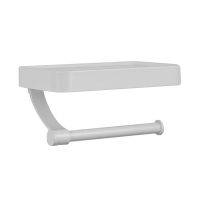 Wall-mounted Toilet Paper Stand Shelf with Tray Aluminum Alloy White Nail Free Toilet Paper Roll Holder Kitchen Napkin Holder