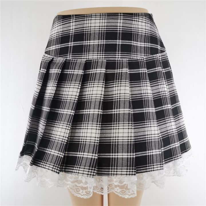 new-gothic-harajuku-rock-lace-cake-skirts-black-plaid-fashion-sweet-girl-punk-chain-high-waist-mini-kawaii-short-skirts-girls