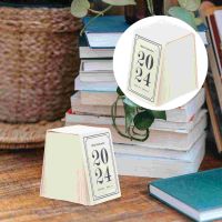 2024 Mini Desk Calendar Small Literature Retro Style New Year Table Paper Ornament Office Thick