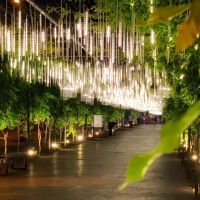 ZZOOI 8 Tubes LED Meteor Shower Fairy String Lights Street Garlands Christmas Lights Outdoor Garden DIY Christmas Decorations for Home