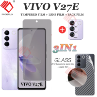 (3 in 1)ฟิล์มกระจก For VIVO V27E กระจกนิรภัยกันรอยความเป็นส่วนตัวแบบเต็มหน้าจอ ฟิล์มกระจก ฟิล์มกันรอยโทรศัพท์ ฟิล์ม ฟิล์มกล้อง ฟิมล์กล้อง ฟิล์มติดกล้อง ฟิล์มหลัง ฟิมหลัง