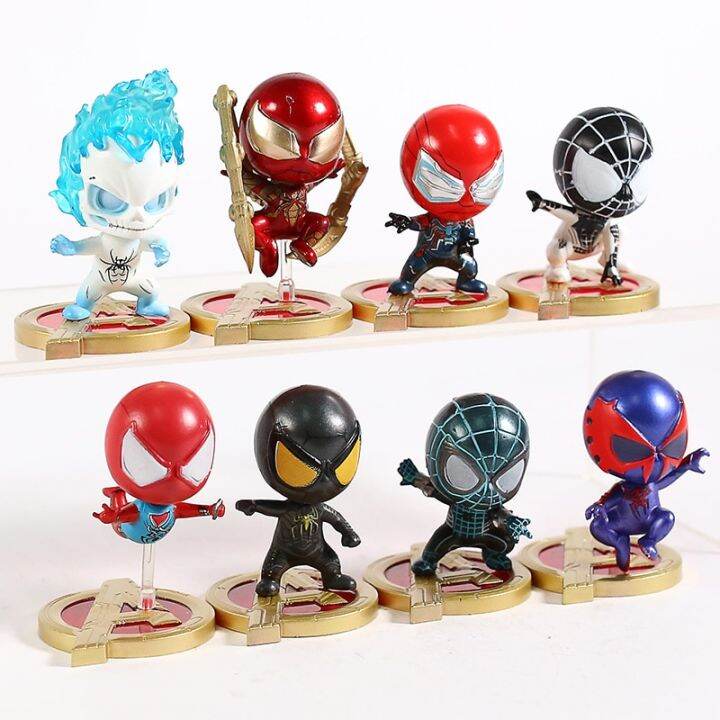 cosbaby-r-spirit-spider-man-2099หุ่น-pvc-ขนาดเล็กของเล่น8ชิ้น-เซ็ต