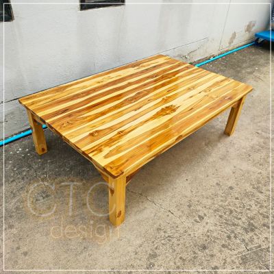 CTC โต๊ะญี่ปุ่น โต๊ะกินข้าวไม้สัก 120*80*35 ซม. [กว้าง*ลึก*สูง] โต๊ะนั่งทำงานกับพื้น พับขาไม่ได้ สีเคลือบใส ทำจากไม้สักแท้ทั้งตัว โต๊ะทรงเตี้ยขนาดใหญ่