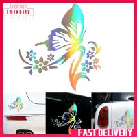 Imixcity 3D Car Decoration Sticker Butterfly with Flower Pattern Car Sticker Scratch Cover Cute Garland Sticker
