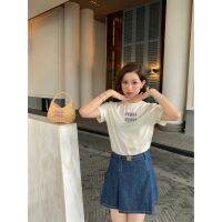 [FREE SHIPPING]MIU Studded Purple Letter Decorative Round Neck Short Sleeve T-shirt