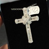 choucong Luxury Big Cross Pendant AAAAA Cz Stone 925 Sterling silver Charm Pendant Necklace for Women Men Party Wedding jewelry