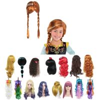 New Baby Girls Anna Elsa Wig Dress Up Braid Mermaid Fancy Makeup Headwear Kids Halloween Party Cosplay Princess Hair Decoration