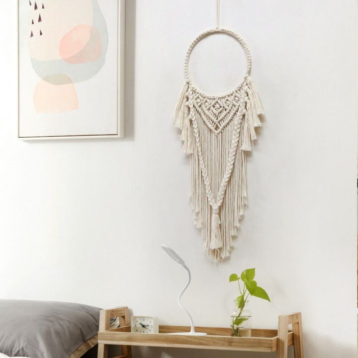 พรมแขวนผนัง-macrame-มีพู่จี้-boho-ศิลปะพื้นหลังอพาร์ตเมนต์ตกแต่งสถานดูแลเด็กห้องรับแขกห้องนอน