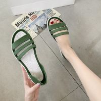 【CW】Women Summer Flat Sandals 2022 Open-Toed Slides Slippers Candy Color Casual Beach Outdoot Female Ladies Jelly Shoes